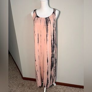 Pure Jill Soft Lenzing™ Maxi Dress – Light Pink & Navy Tie-Dye